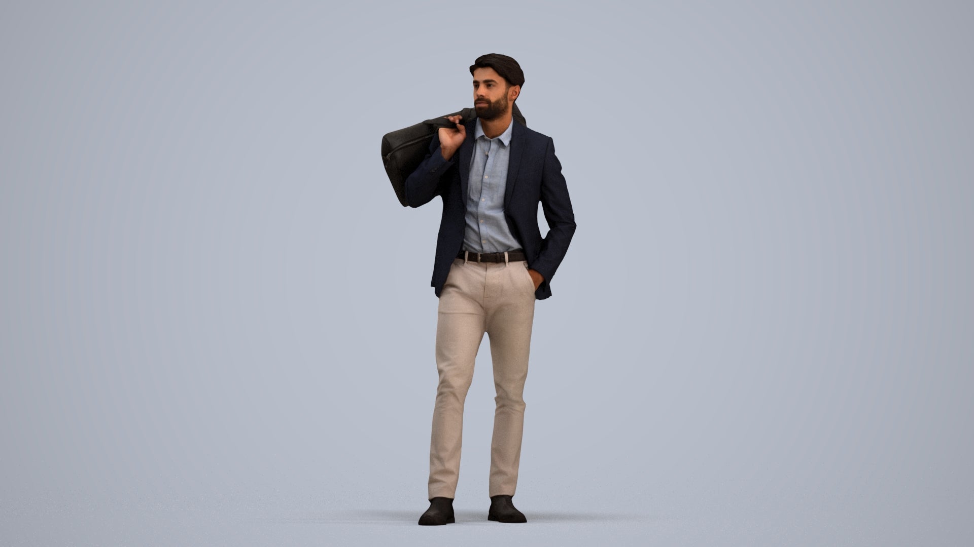 realistic 3D people man business, render-ready for V-Ray and Corona, FBX OBJ, standing pose render