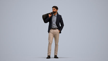 realistic 3D people man business, render-ready for V-Ray and Corona, FBX OBJ, standing pose render