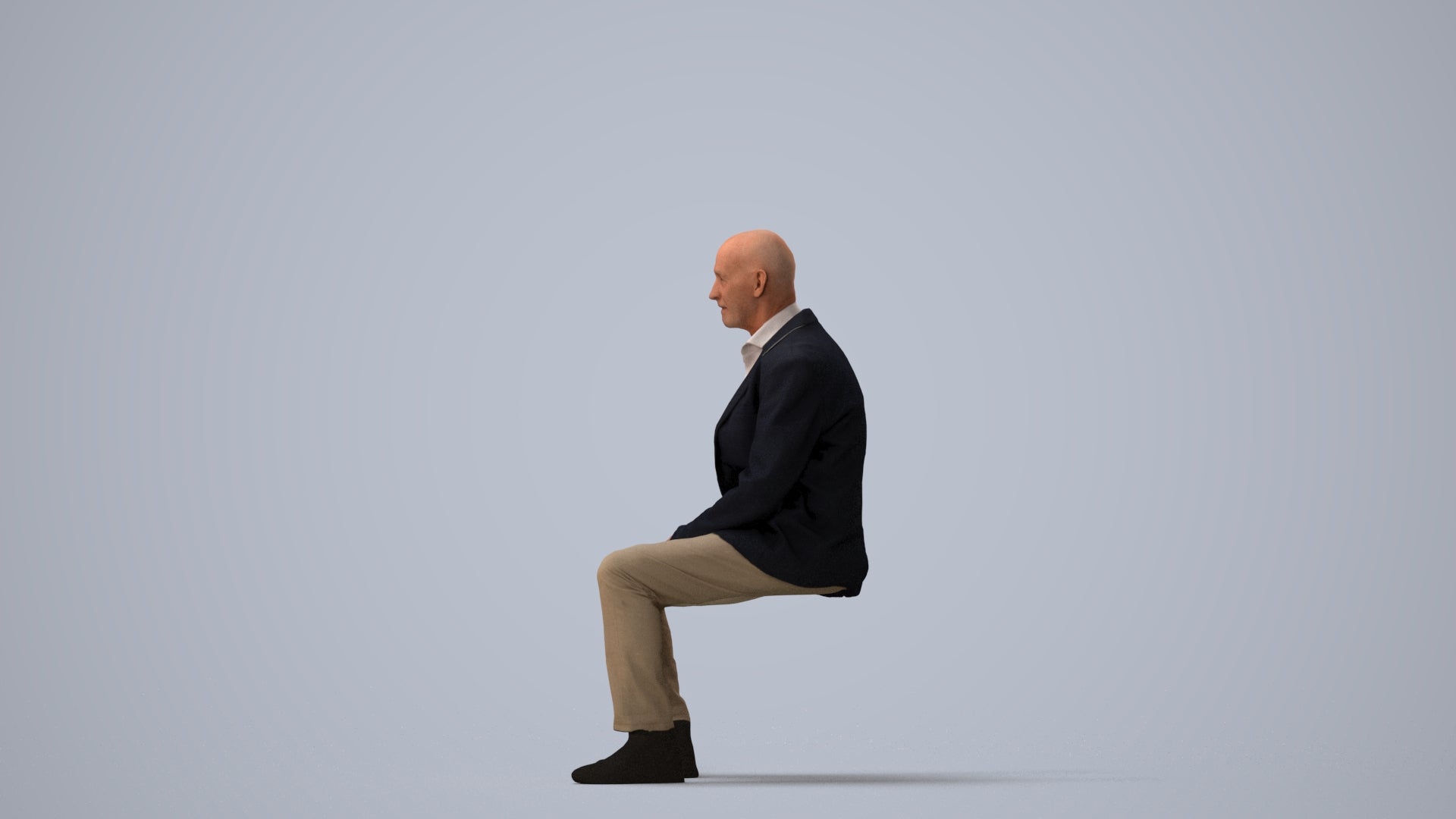 scanned 3D senior man business, photogrammetry people for Enscape and V-Ray, three-quarter view render