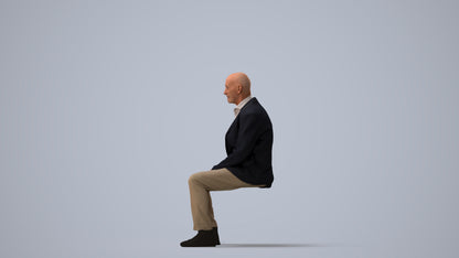 scanned 3D senior man business, photogrammetry people for Enscape and V-Ray, three-quarter view render