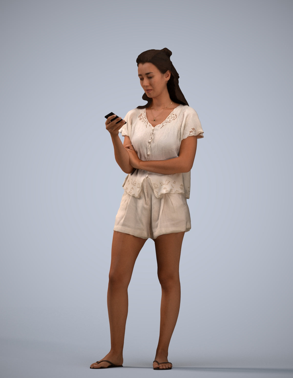 realistic 3D people woman casual standing, render-ready for V-Ray and Corona, FBX OBJ