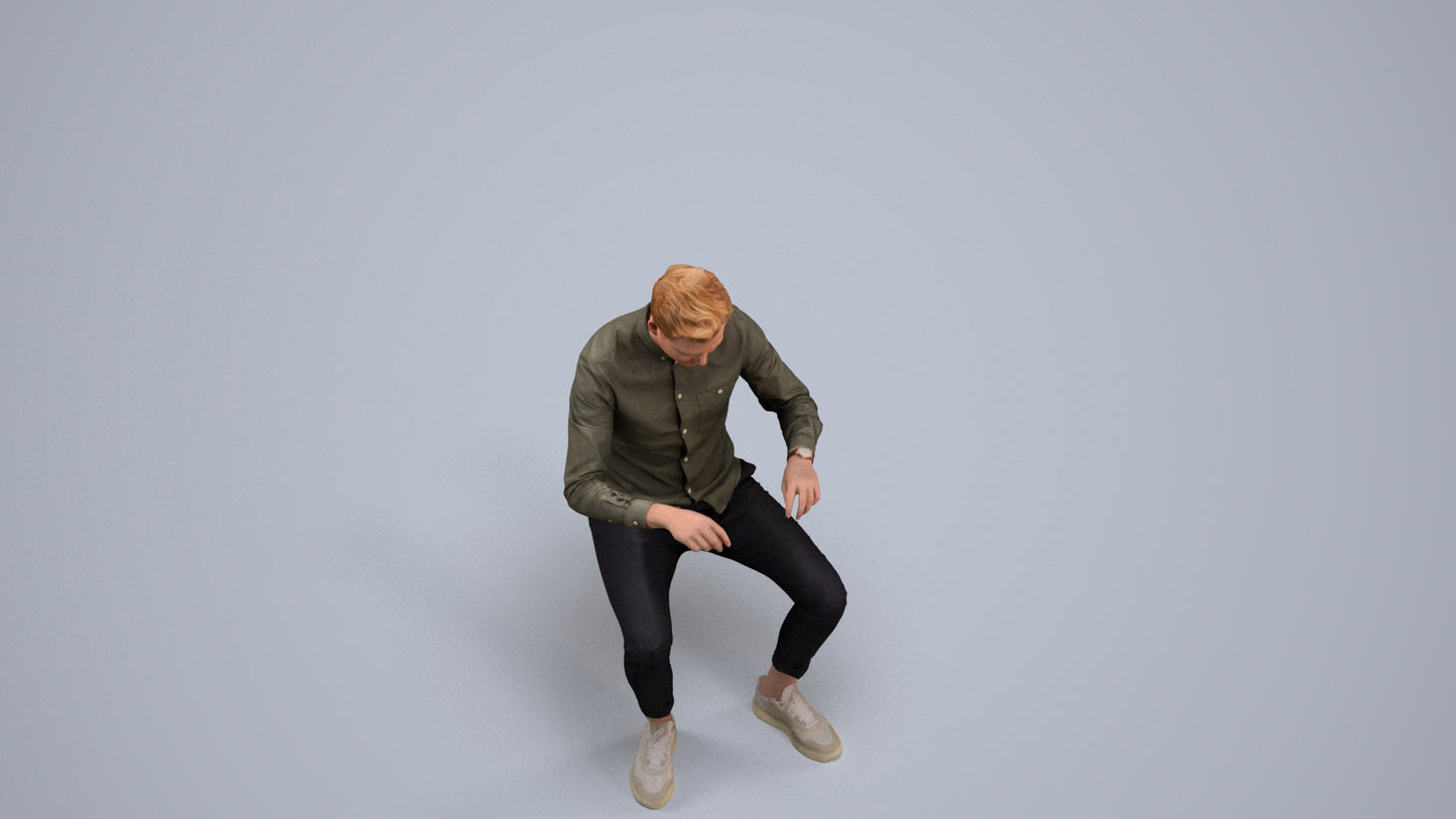 realistic 3D human man casual business, archviz people FBX OBJ for Blender, back view render