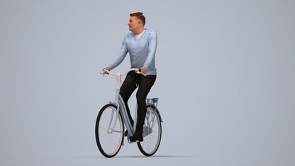 realistic 3D people man casual cycling, render-ready for V-Ray and Corona, FBX OBJ, top-down view render