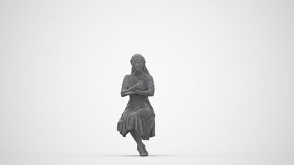 3D human model woman casual sitting, photogrammetry scanned person for archviz, wireframe back view