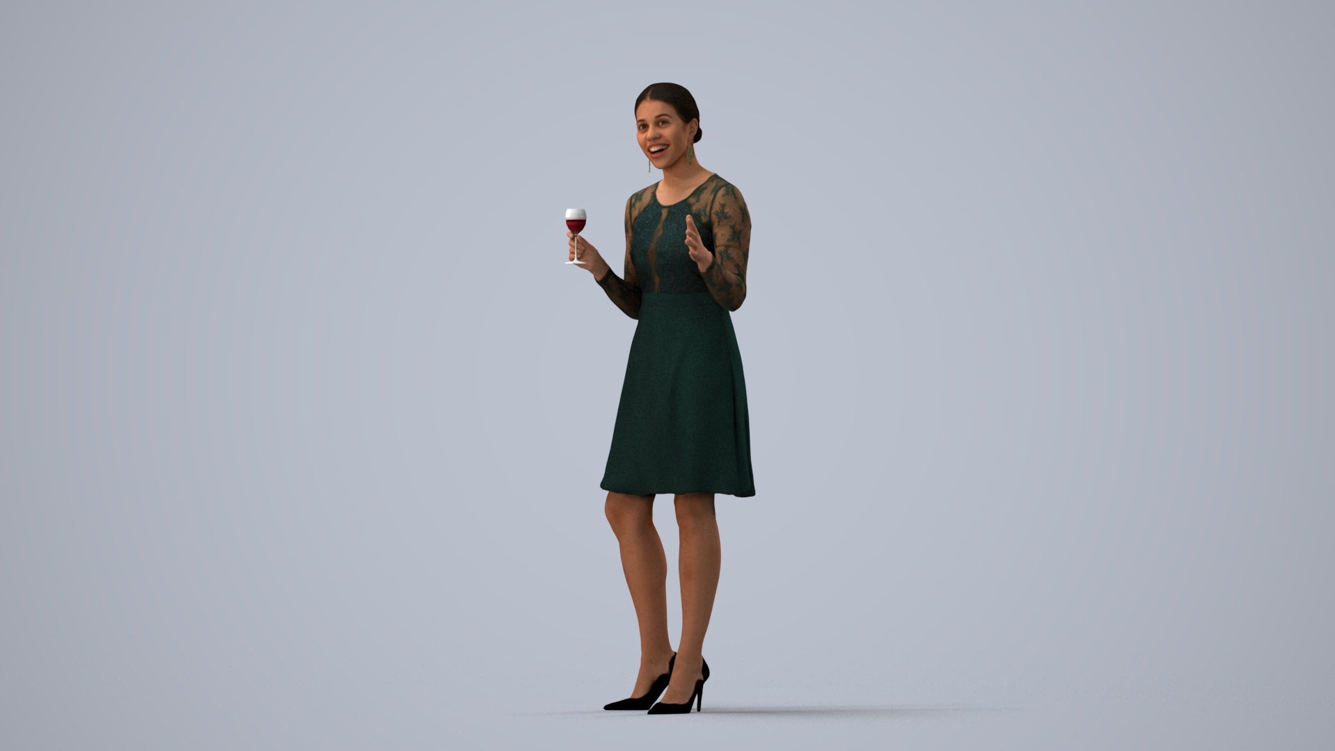 3D scanned woman business formal, photorealistic archviz people for Enscape and SketchUp, three-quarter view render