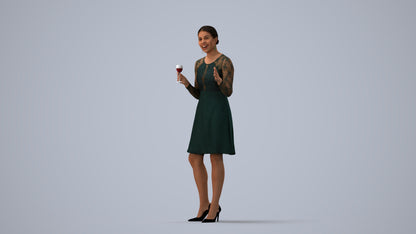 3D scanned woman business formal, photorealistic archviz people for Enscape and SketchUp, three-quarter view render