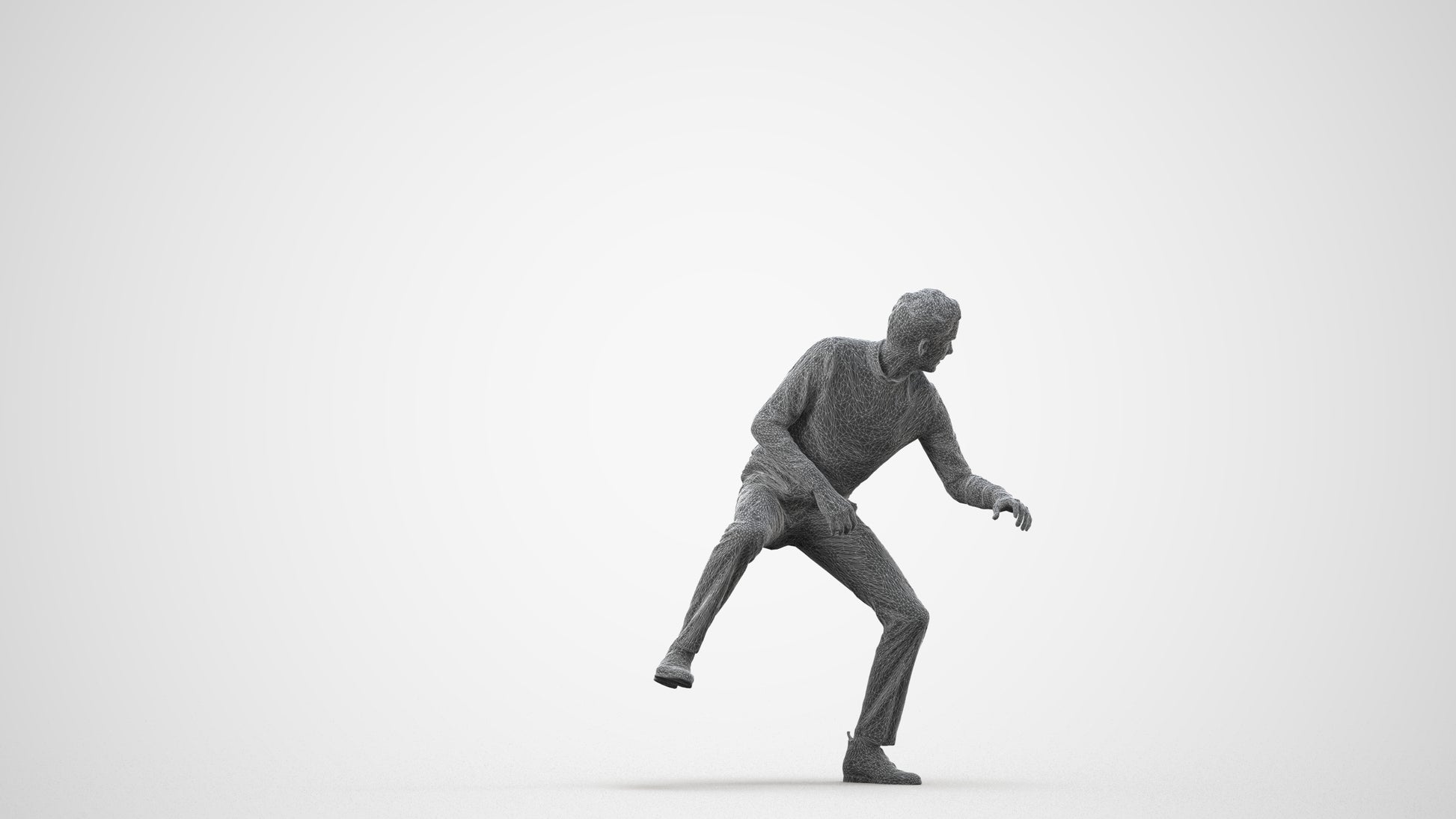3D scanned man driving casual, photorealistic archviz people for Enscape and SketchUp, wireframe side view