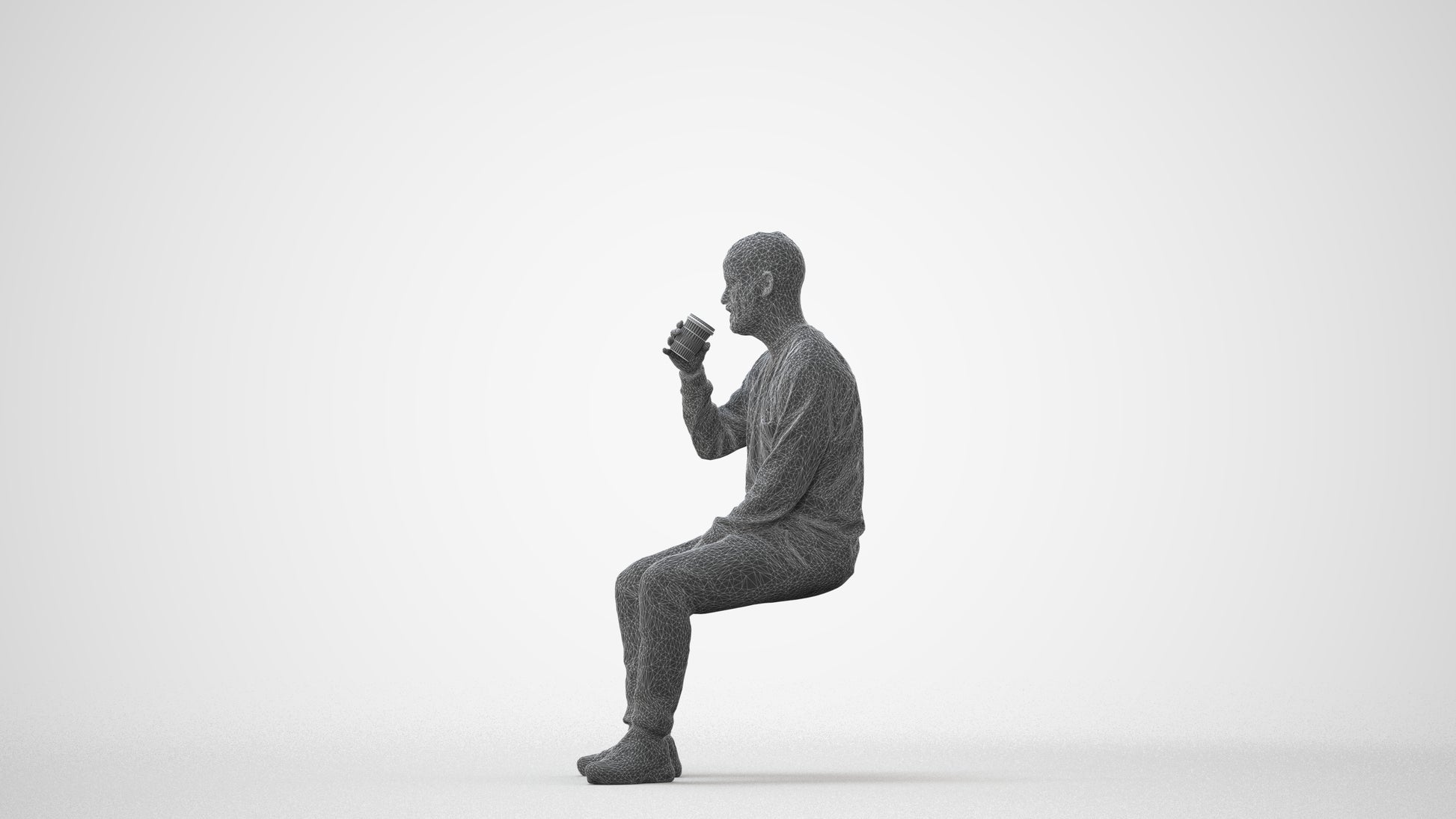 3D people model man casual sitting, scanned human for 3ds Max rendering, square thumbnail
