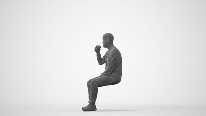 3D people model man casual sitting, scanned human for 3ds Max rendering, square thumbnail