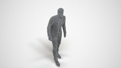 realistic 3D people man business, render-ready for V-Ray and Corona, FBX OBJ, wireframe three-quarter view