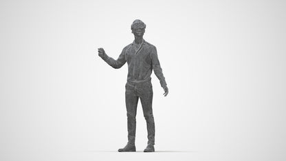 photogrammetry 3D man business standing, realistic human model archviz FBX, wireframe back view
