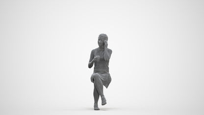 realistic 3D people woman sitting, render-ready for V-Ray and Corona, FBX OBJ, three-quarter front view render
