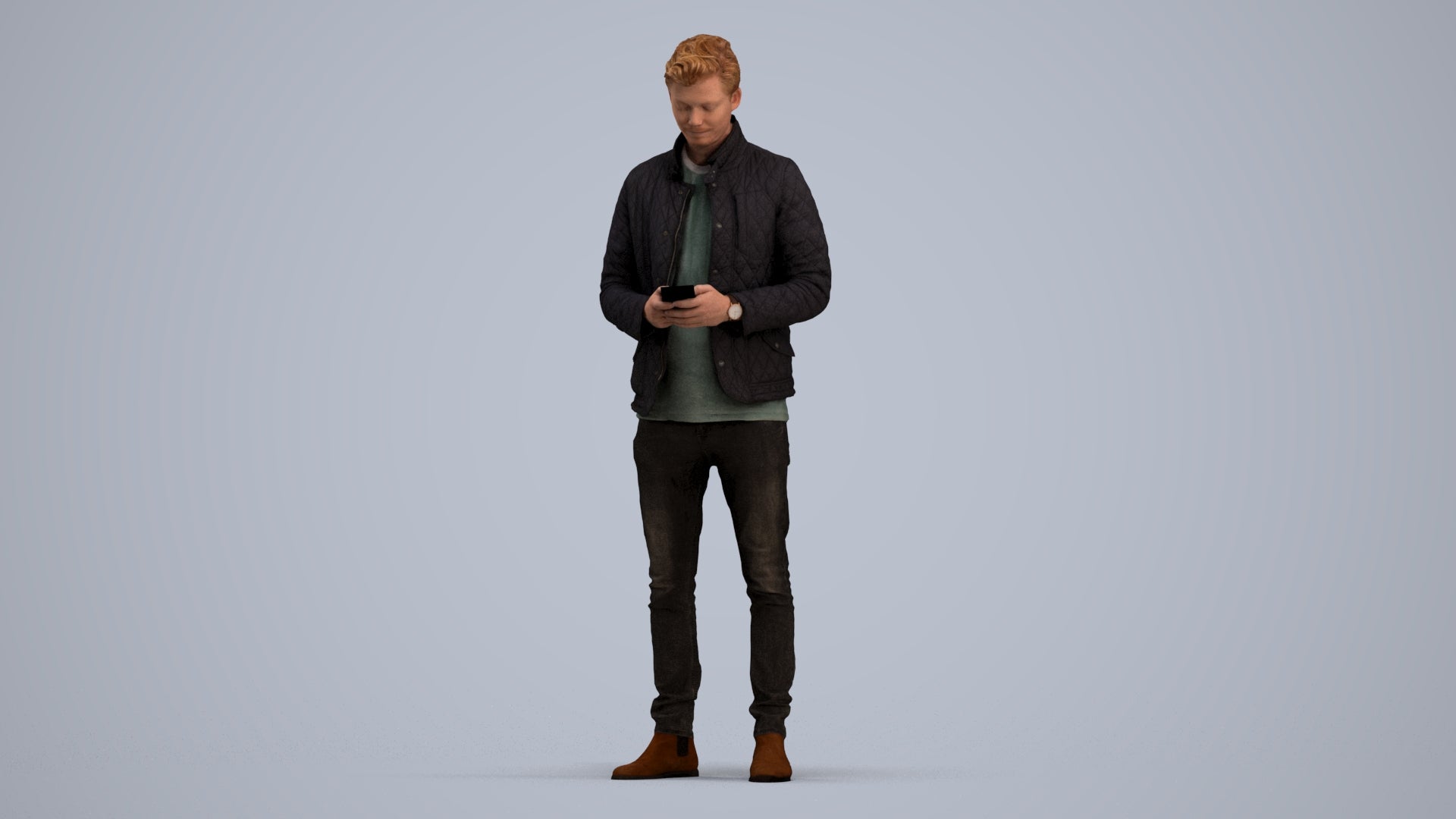 realistic 3D people man casual standing, render-ready for V-Ray and Corona, FBX OBJ, standing pose render