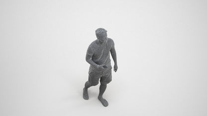 3D scanned man walking, photorealistic archviz people for Enscape and SketchUp, wireframe three-quarter view