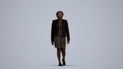 realistic 3D human woman business walking, archviz people FBX OBJ for Blender, standing pose render