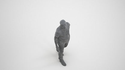 realistic 3D senior man casual walking, scanned archviz people for Blender and 3ds Max, wireframe three-quarter view