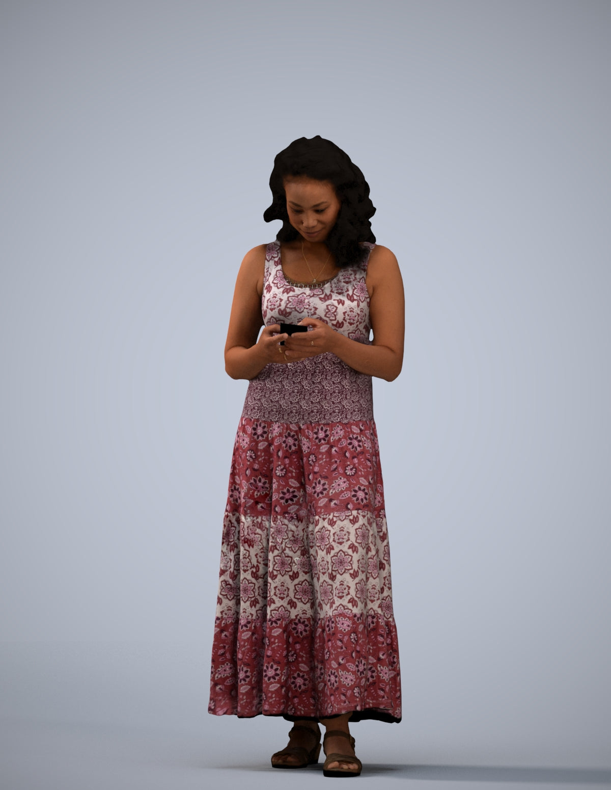 scanned 3D woman casual standing, photogrammetry people for Enscape and V-Ray
