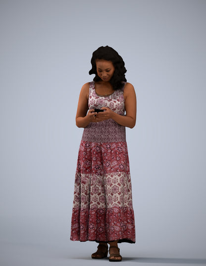 scanned 3D woman casual standing, photogrammetry people for Enscape and V-Ray