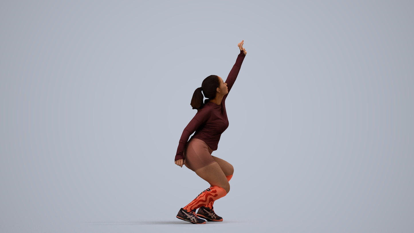 photogrammetry 3D woman sport, realistic human model archviz FBX, side view render