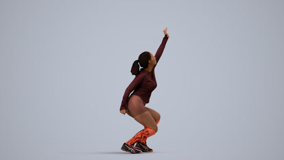 photogrammetry 3D woman sport, realistic human model archviz FBX, side view render