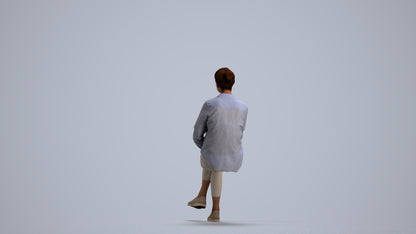 realistic 3D senior woman casual sitting, scanned archviz people for Blender and 3ds Max, front view render