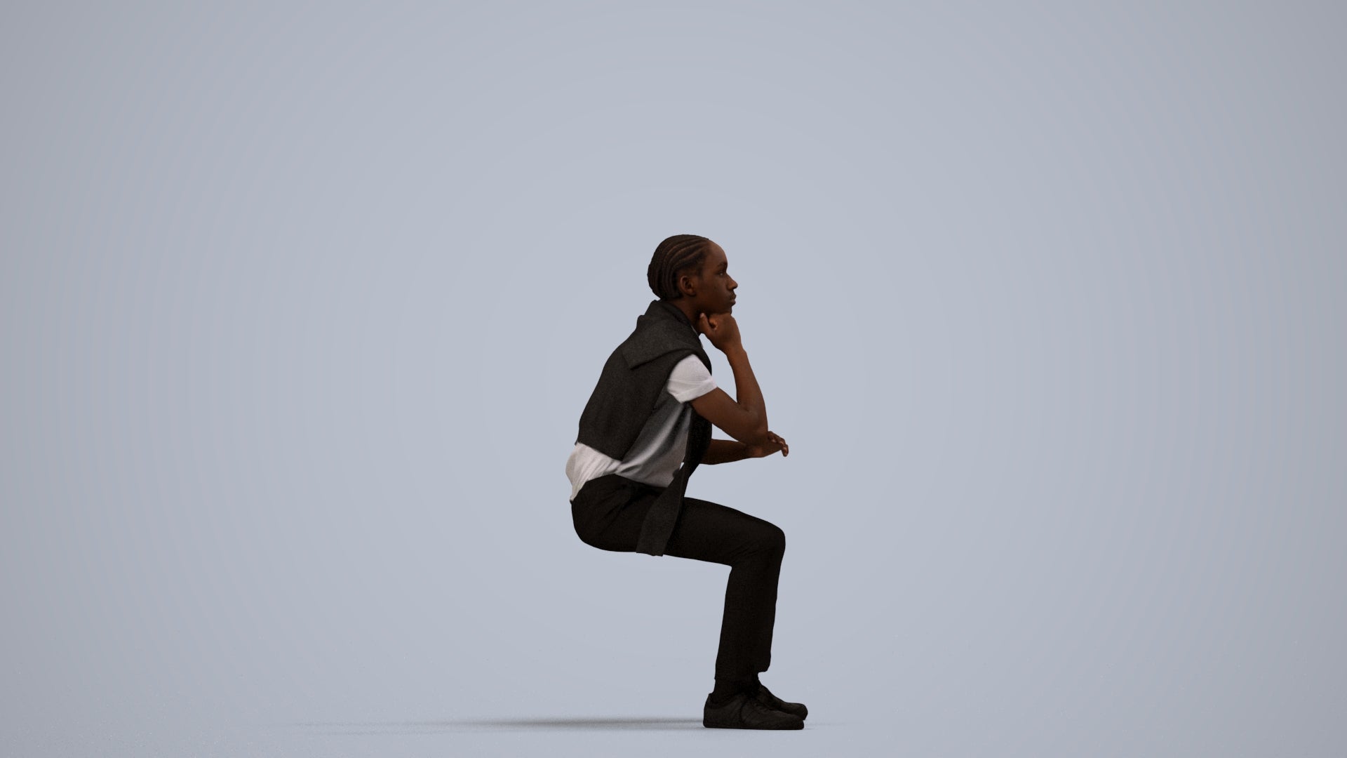 realistic 3D boy casual kids, scanned archviz people for Blender and 3ds Max, side view render