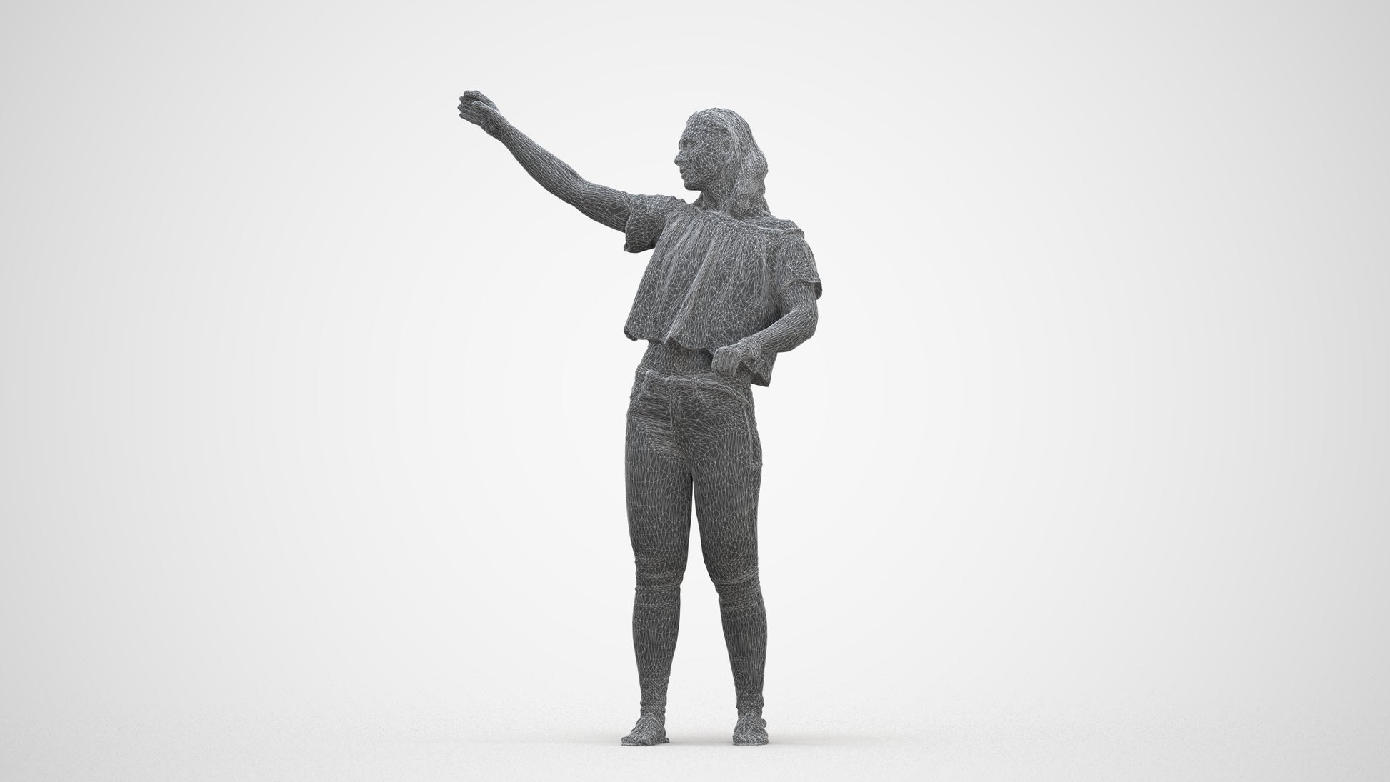 photogrammetry 3D woman casual standing, realistic human model archviz FBX, three-quarter front view render