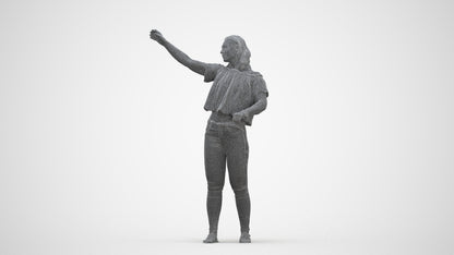 photogrammetry 3D woman casual standing, realistic human model archviz FBX, three-quarter front view render