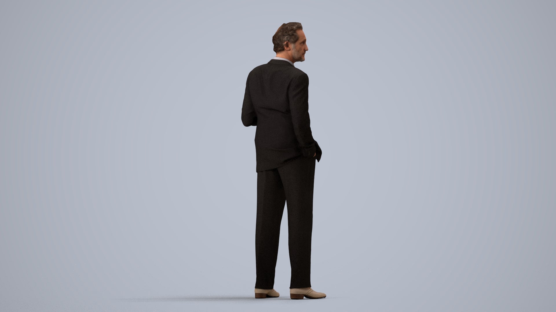 3D scanned man business, photorealistic archviz people for Enscape and SketchUp, side view render