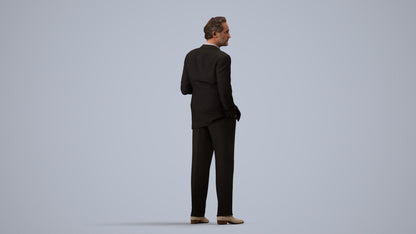 3D scanned man business, photorealistic archviz people for Enscape and SketchUp, side view render