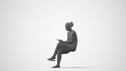 realistic 3D people woman casual sitting, render-ready for V-Ray and Corona, FBX OBJ, square thumbnail