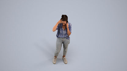 3D scanned woman standing casual, photorealistic archviz people for Enscape and SketchUp, back view render