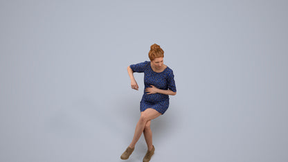 3D scanned woman sitting casual, photorealistic archviz people for Enscape and SketchUp, back view render