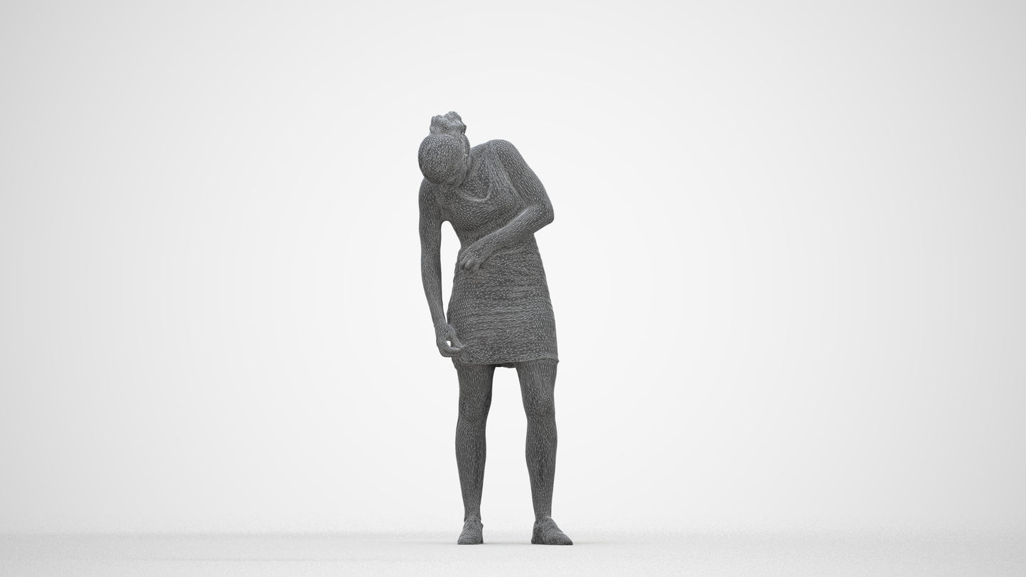 realistic 3D human girl casual kids, archviz people FBX OBJ for Blender, wireframe back view