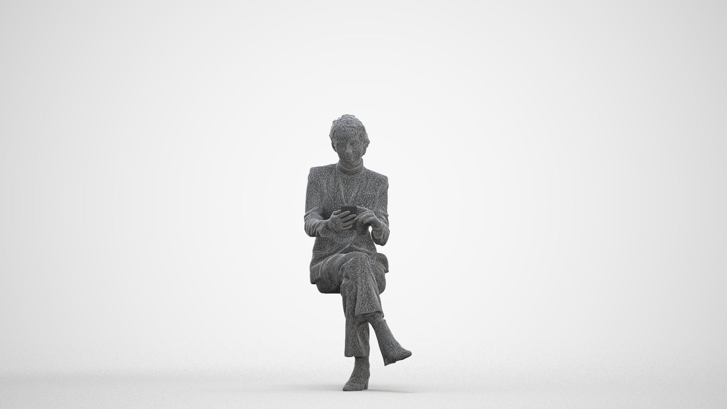 scanned 3D woman business, photogrammetry people for Enscape and V-Ray, three-quarter front view render
