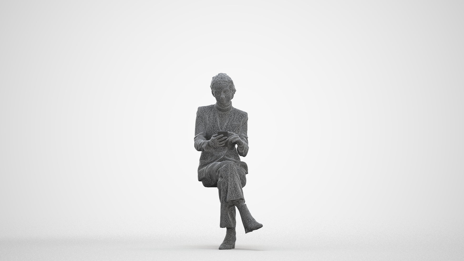 scanned 3D woman business, photogrammetry people for Enscape and V-Ray, three-quarter front view render
