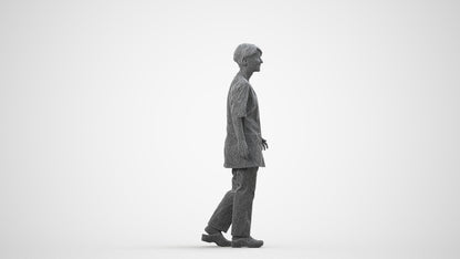 photogrammetry 3D woman standing, realistic human model archviz FBX, wireframe side view