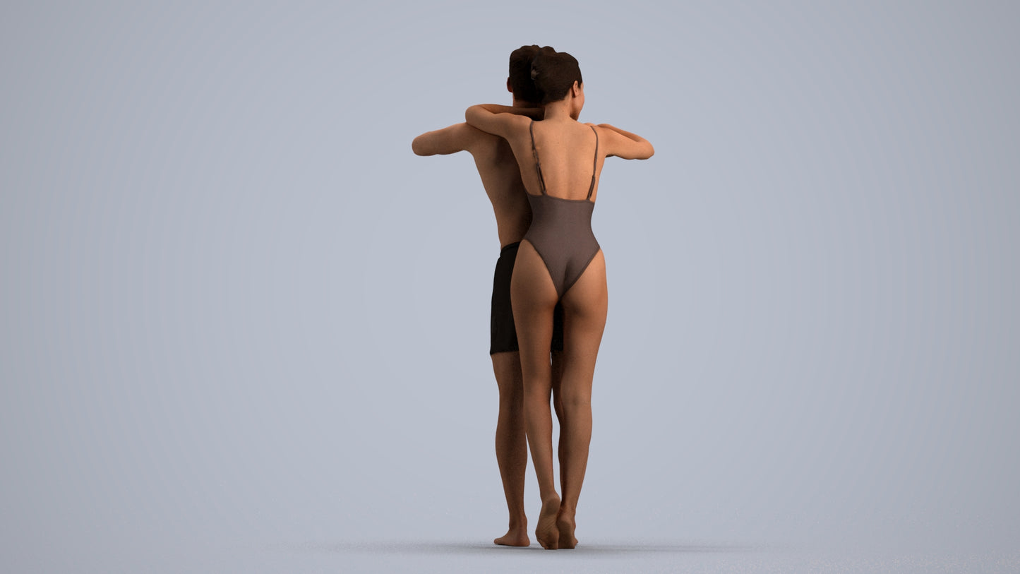 3D scanned man pool, photorealistic archviz people for Enscape and SketchUp, front view render
