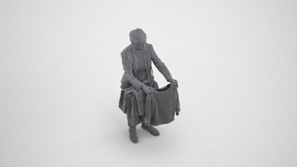 photogrammetry 3D senior woman business shopping, realistic human model archviz FBX, wireframe three-quarter view