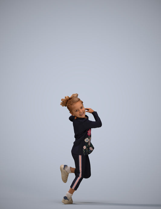 3D scanned girl kids casual, photorealistic archviz people for Enscape and SketchUp
