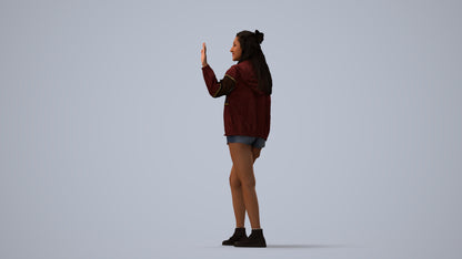 realistic 3D people woman casual walking, render-ready for V-Ray and Corona, FBX OBJ, three-quarter view render