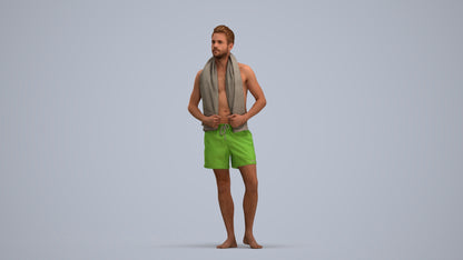 realistic 3D man sport pool, scanned archviz people for Blender and 3ds Max, standing pose render