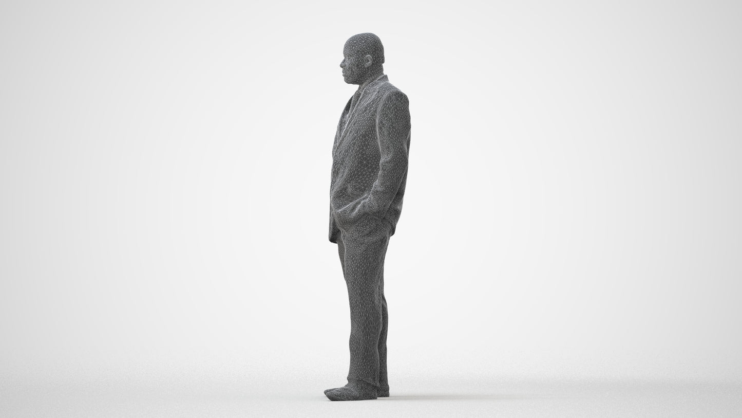 3D human model man business, photogrammetry scanned person for archviz, square thumbnail