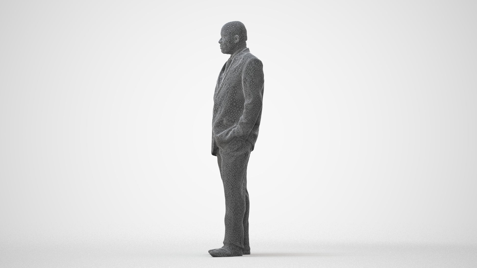 3D human model man business, photogrammetry scanned person for archviz, square thumbnail