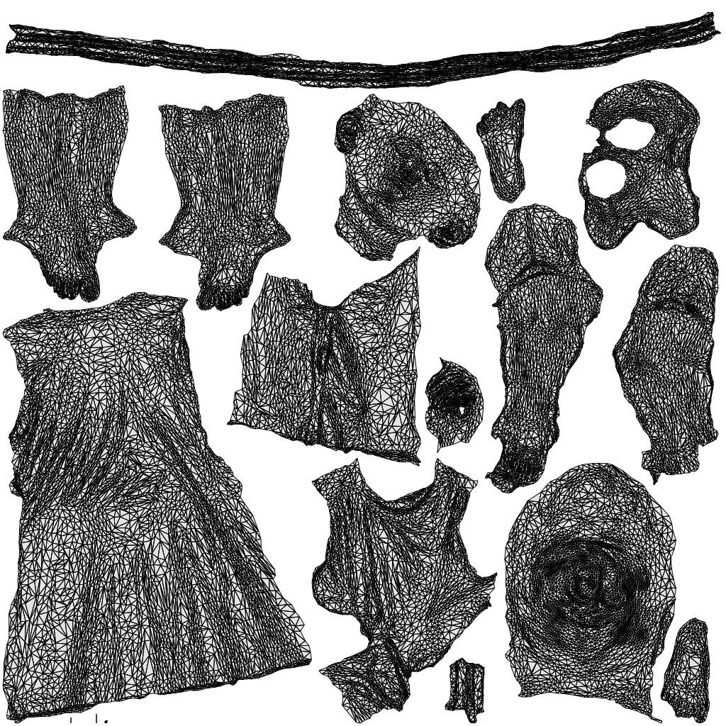 realistic 3D girl casual kids, scanned archviz people for Blender and 3ds Max, wireframe top-down view