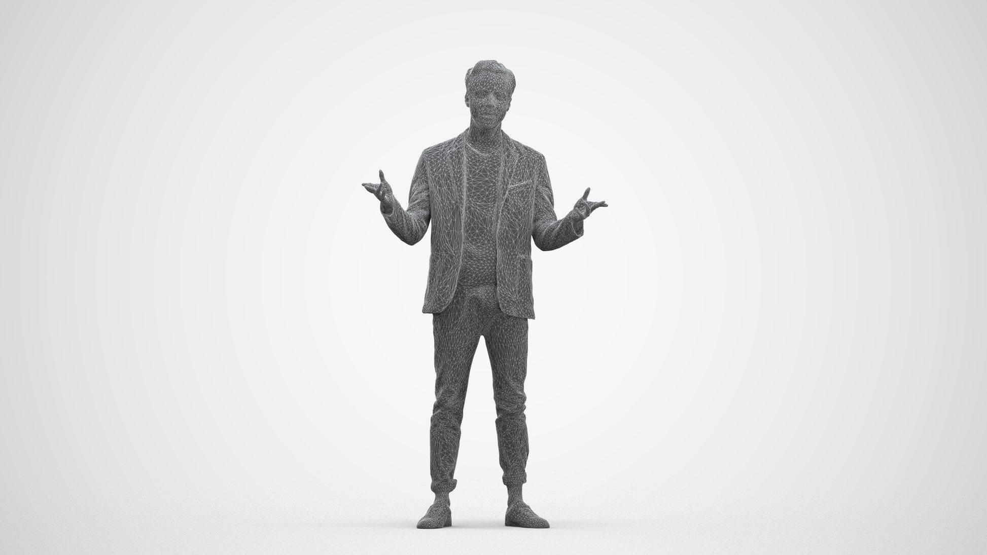 realistic 3D people man business, render-ready for V-Ray and Corona, FBX OBJ, three-quarter front view render