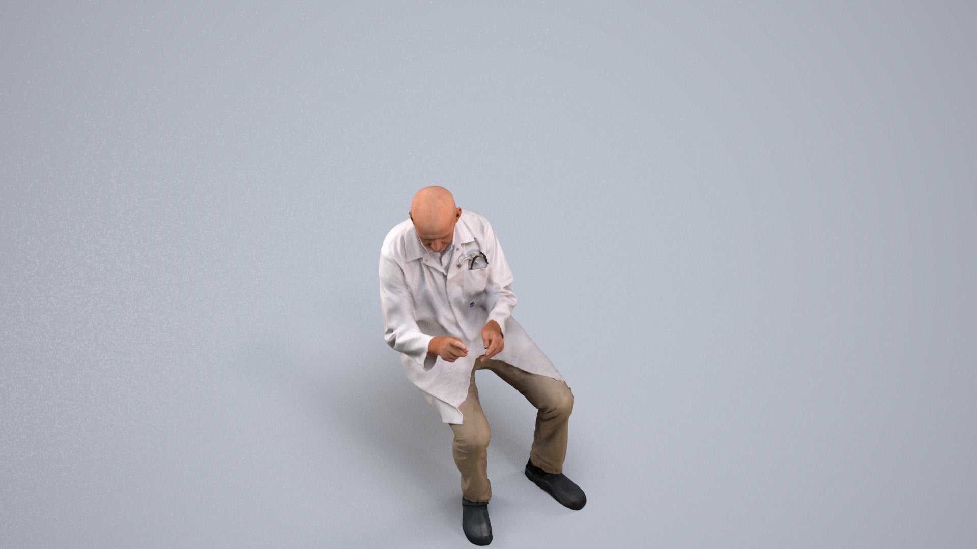 3D people model senior man medical, scanned human for 3ds Max rendering, back view render