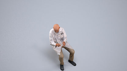 3D people model senior man medical, scanned human for 3ds Max rendering, back view render