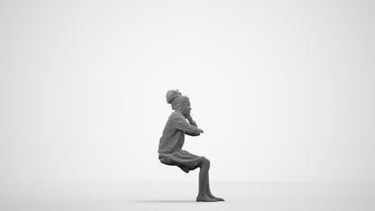 realistic 3D human girl kids, archviz people FBX OBJ for Blender, wireframe side view