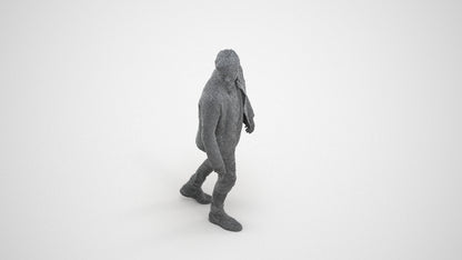 scanned 3D man casual walking, photogrammetry people for Enscape and V-Ray, wireframe three-quarter view